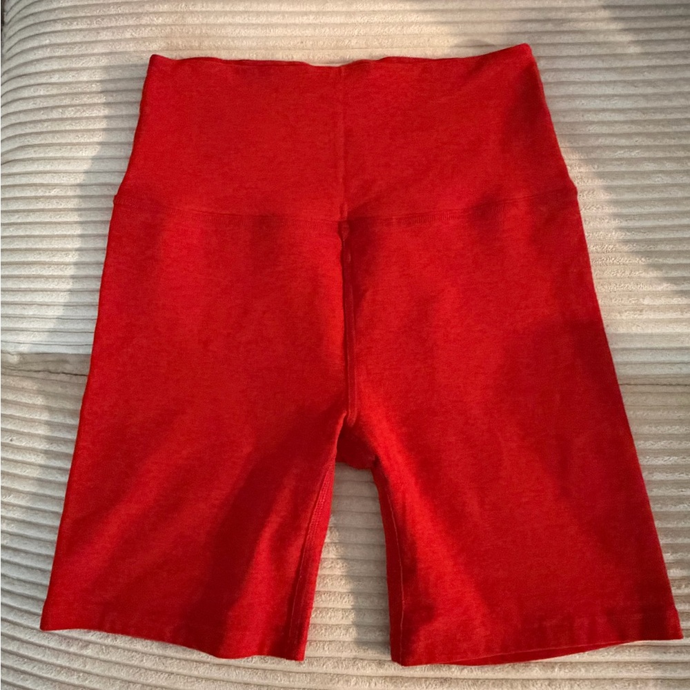 Beyond Yoga Red High-Rise Bike Shorts
